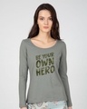 Shop Own Hero Camouflage Scoop Neck Full Sleeve T-Shirt-Front