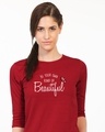Shop Own Kind Of Beautiful Round Neck 3/4th Sleeve T-Shirt-Front