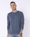 Shop Oxford Blue Melange Fleece Sweater-Front