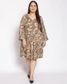 Shop Women's Plus Size Brown Animal Print V-Neck Dress-Full