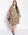 Shop Women's Plus Size Brown Animal Print V-Neck Dress