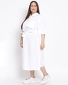 Shop Women's Plus Size White Solid Collared Dress-Full