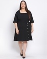 Shop Women's Plus Size Black Solid Square Neck Dress-Front