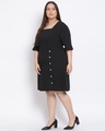 Shop Women's Plus Size Black Solid Square Neck Dress-Full