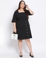 Shop Women's Plus Size Black Solid Square Neck Dress
