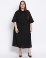 Shop Women's Plus Size Black Solid Collared Dress-Front