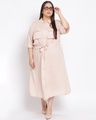 Shop Women's Plus Size Beige Solid Collared Dress