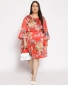 Shop Women's Plus Size Red Floral Print Round Neck Dress
