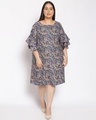 Shop Women's Plus Size Multicolor Floral Print Round Neck Dress-Front