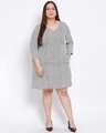 Shop Women's Plus Size White Printed V-Neck Dress-Front