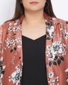 Shop Women's Brown Plus Size Printed Lapel Collar Blazer