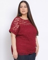 Shop Women's Plus Size Maroon Embroidered Round Neck Top-Design