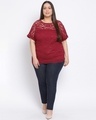 Shop Women's Plus Size Maroon Embroidered Round Neck Top