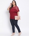 Shop Women's Plus Size Maroon Embroidered Round Neck Top