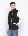 Shop Men's Black Geometric Print Reversible Jacket-Front