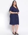 Shop Women's Plus Size Blue Solid V-Neck Dress-Design