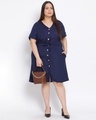 Shop Women's Plus Size Blue Solid V-Neck Dress