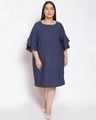 Shop Women's Plus Size Blue Polka Print Round Neck Dress-Front