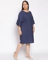 Shop Women's Plus Size Blue Polka Print Round Neck Dress-Design