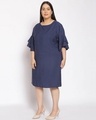 Shop Women's Plus Size Blue Polka Print Round Neck Dress-Full