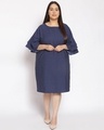 Shop Women's Plus Size Blue Polka Print Round Neck Dress