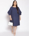 Shop Women's Plus Size Blue Polka Print Round Neck Dress