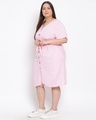 Shop Women's Plus Size Pink Solid V-Neck Dress-Full