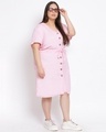 Shop Women's Plus Size Pink Solid V-Neck Dress