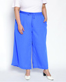 Shop Women's Blue Plus Size Wide Leg Palazzo-Front
