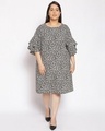 Shop Women's Plus Size Black Floral Print Round Neck Dress-Front
