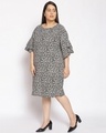 Shop Women's Plus Size Black Floral Print Round Neck Dress-Full