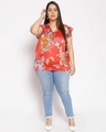 Shop Women's Plus Size Red Floral Print V-Neck Top