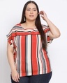 Shop Women's Plus Size Multicolor Striped Round Neck Top-Front