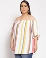 Shop Women's Plus Size Multicolor Striped Off Shoulder Top-Full