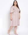 Shop Women's Plus Size White Floral Print V-Neck Dress-Design