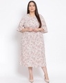 Shop Women's Plus Size White Floral Print V-Neck Dress-Front