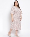 Shop Women's Plus Size White Floral Print V-Neck Dress-Design