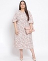 Shop Women's Plus Size White Floral Print V-Neck Dress