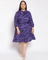 Shop Women's Plus Size Purple Animal Print Tie-Up Dress-Front