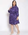 Shop Women's Plus Size Purple Animal Print Tie-Up Dress-Full