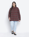 Shop Women's Maroon Cotton Checked Regular Fit Shirt