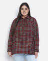 Shop Women's Maroon Cotton Checked Regular Fit Shirt-Front