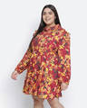 Shop Women's Maroon Floral Print Regular Fit Dress