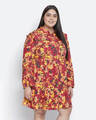 Shop Women's Maroon Floral Print Regular Fit Dress