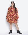 Shop Women's Maroon Floral Print Regular Fit Dress-Full