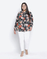 Shop Women's Black Flower Print Regular Fit Shirt-Design