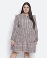 Shop Women's Multicolor Geometric Print Regular Fit Dress-Front