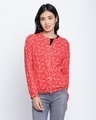 Shop Women's Red Floral Print Jacket-Front