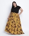 Shop Women's Yellow Floral Print Relaxed Fit Plus Size Skirt