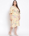 Shop Women's Plus Size Yellow Floral Print V-Neck Dress-Design